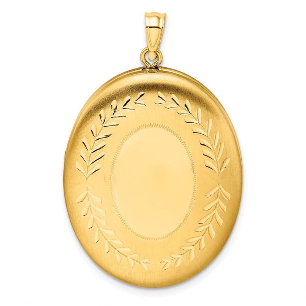 1/20 14K Gold Filled 34mm Wheat Leaf Border Oval 2 Frame Locket